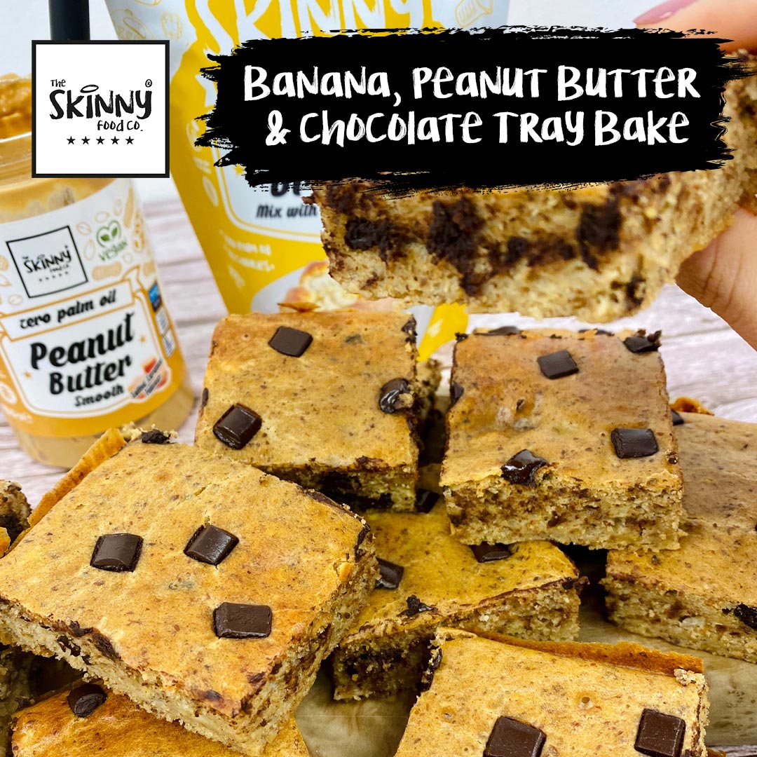 Banana, Peanut Butter & Chocolate Tray Bake - theskinnyfoodco