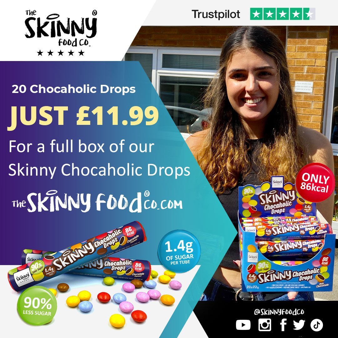 Skinny Food puts 90% less sugar in its Skinny Chocaholic Drops