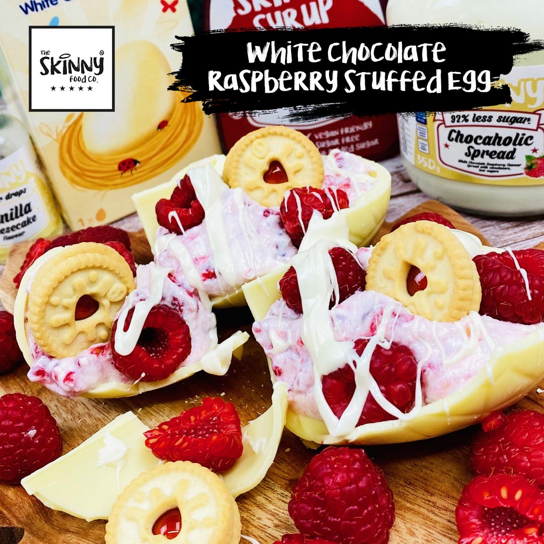 White Chocolate Raspberry Stuffed Egg - theskinnyfoodco
