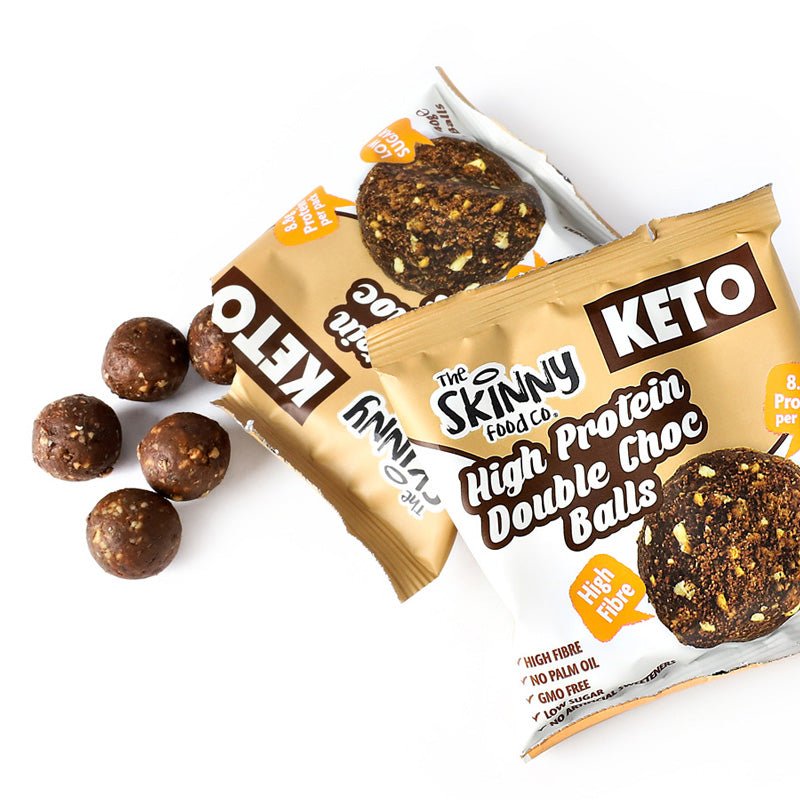 High Protein Skinny KETO Balls (8.8g Protein Per Serving) - Double Chocolate - theskinnyfoodco
