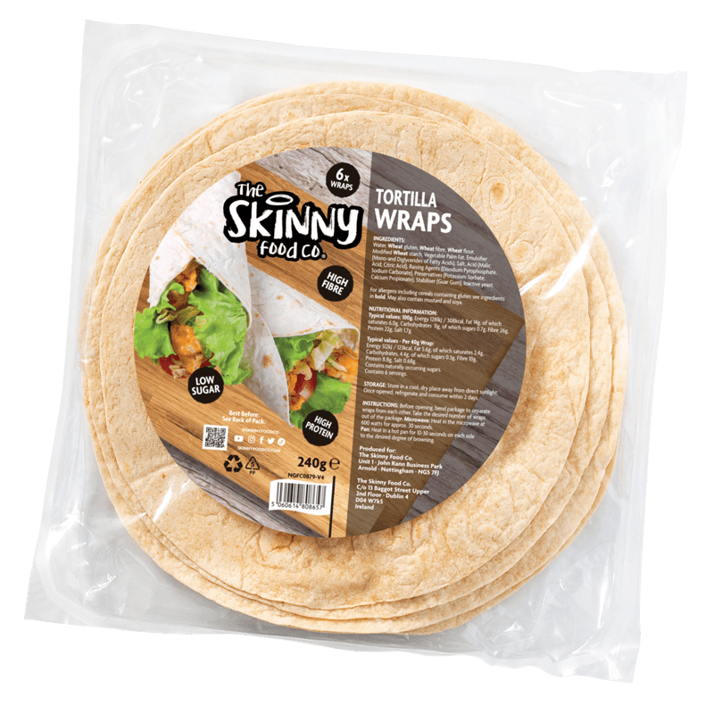 Skinny Tortilla Wraps - 4g Carbs per Wrap - 6 x 40g - theskinnyfoodco