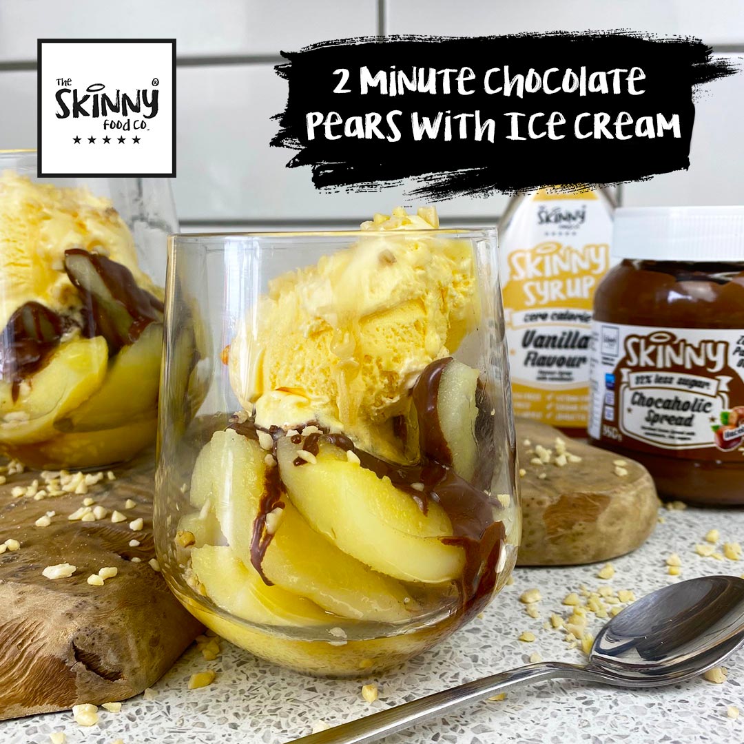 2 Minute Chocolate Pears With Ice Cream - theskinnyfoodco