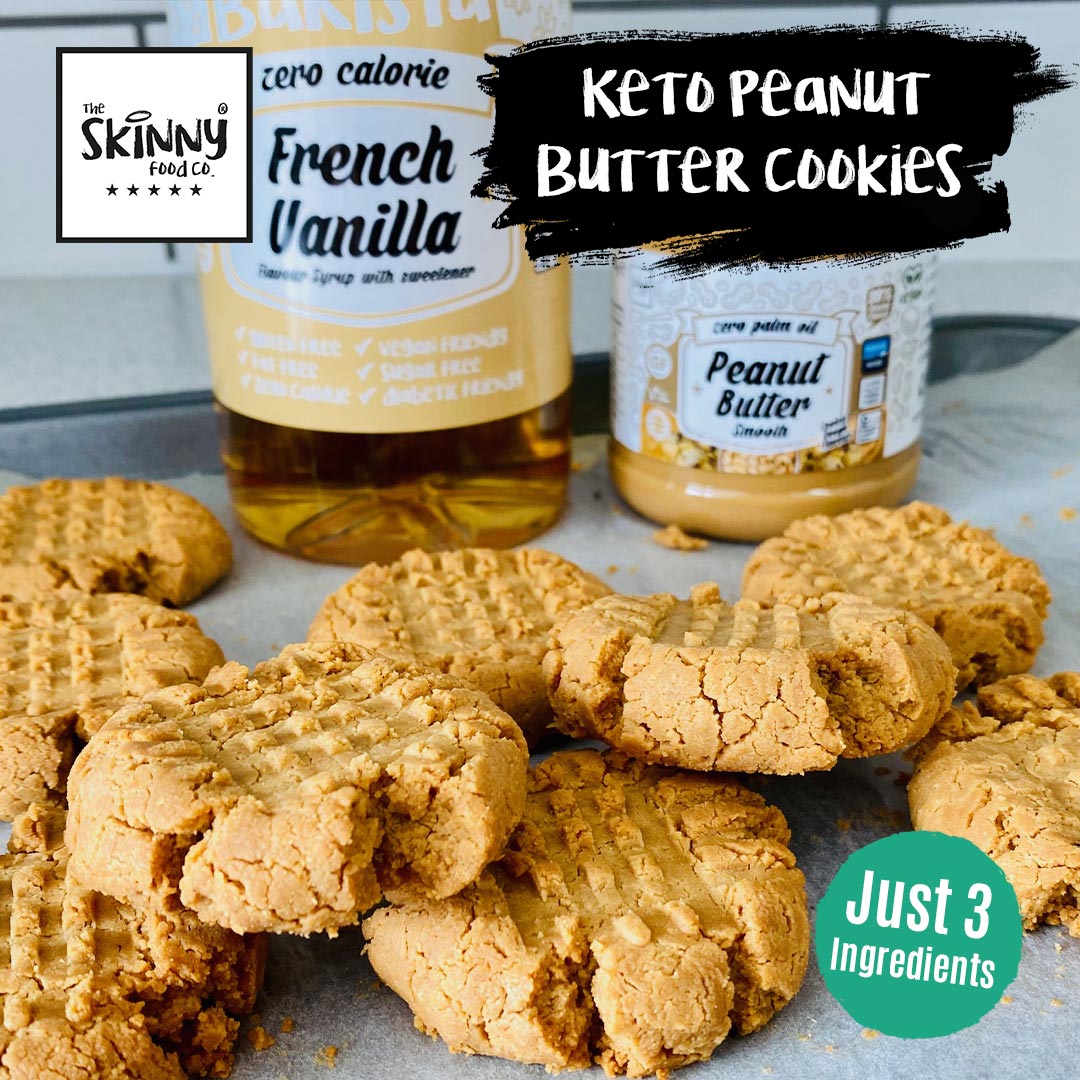 3 Ingredient Keto Peanut Butter Cookies - theskinnyfoodco