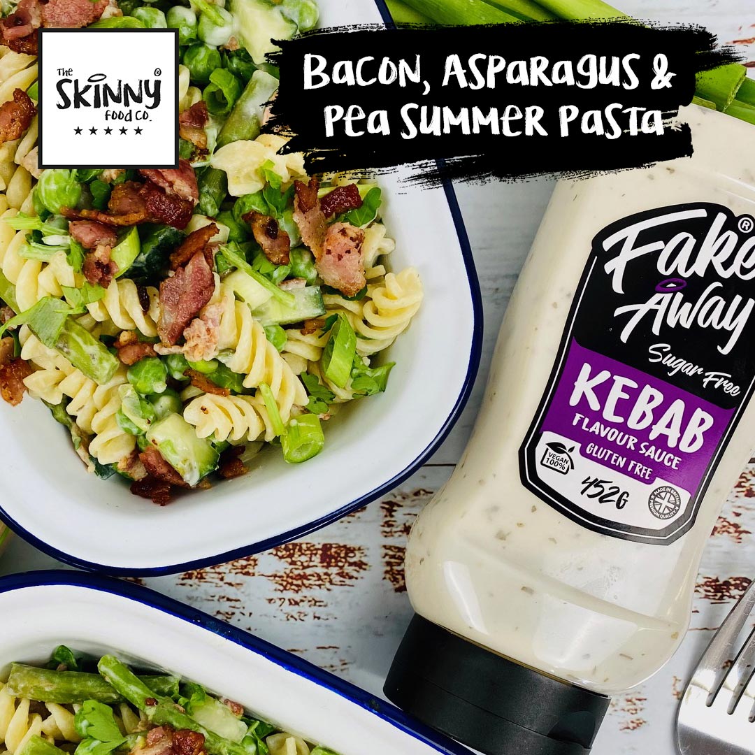 Bacon, Sparris & Pea Summer Pasta - theskinnyfoodco