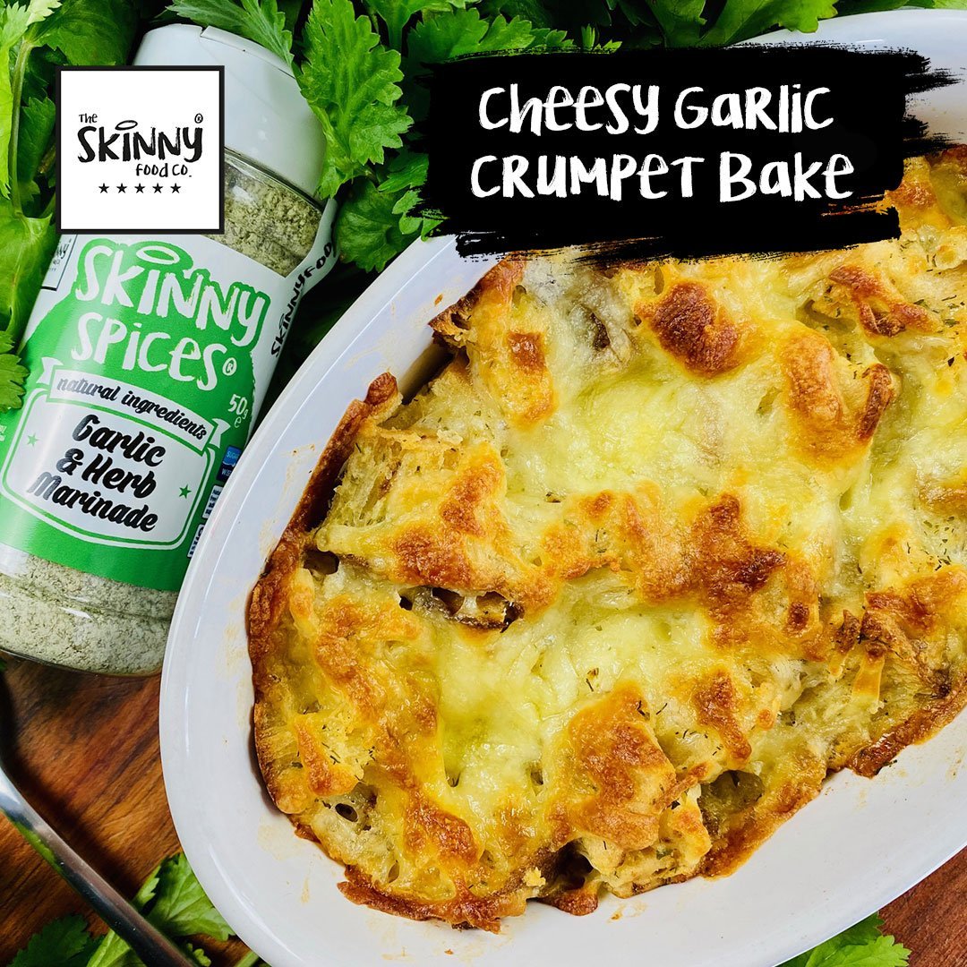 Cheesy Garlic Crumpet Bake - theskinnyfoodco