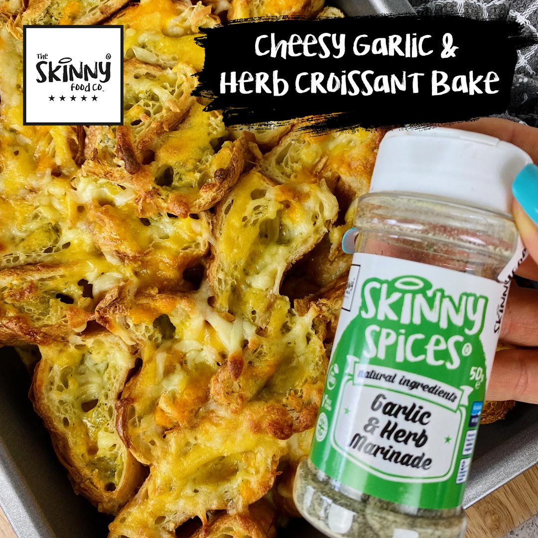 Cheesy Garlic & Herb Croissant Bake - theskinnyfoodco