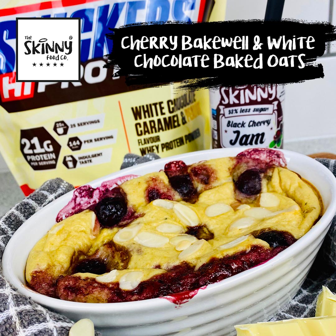 Cherry Bakewell & White Chocolate Baked Oats - theskinnyfoodco