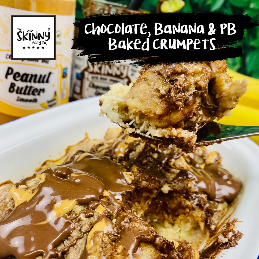Chokolade, banan og PB bagt crumpets - theskinnyfoodco