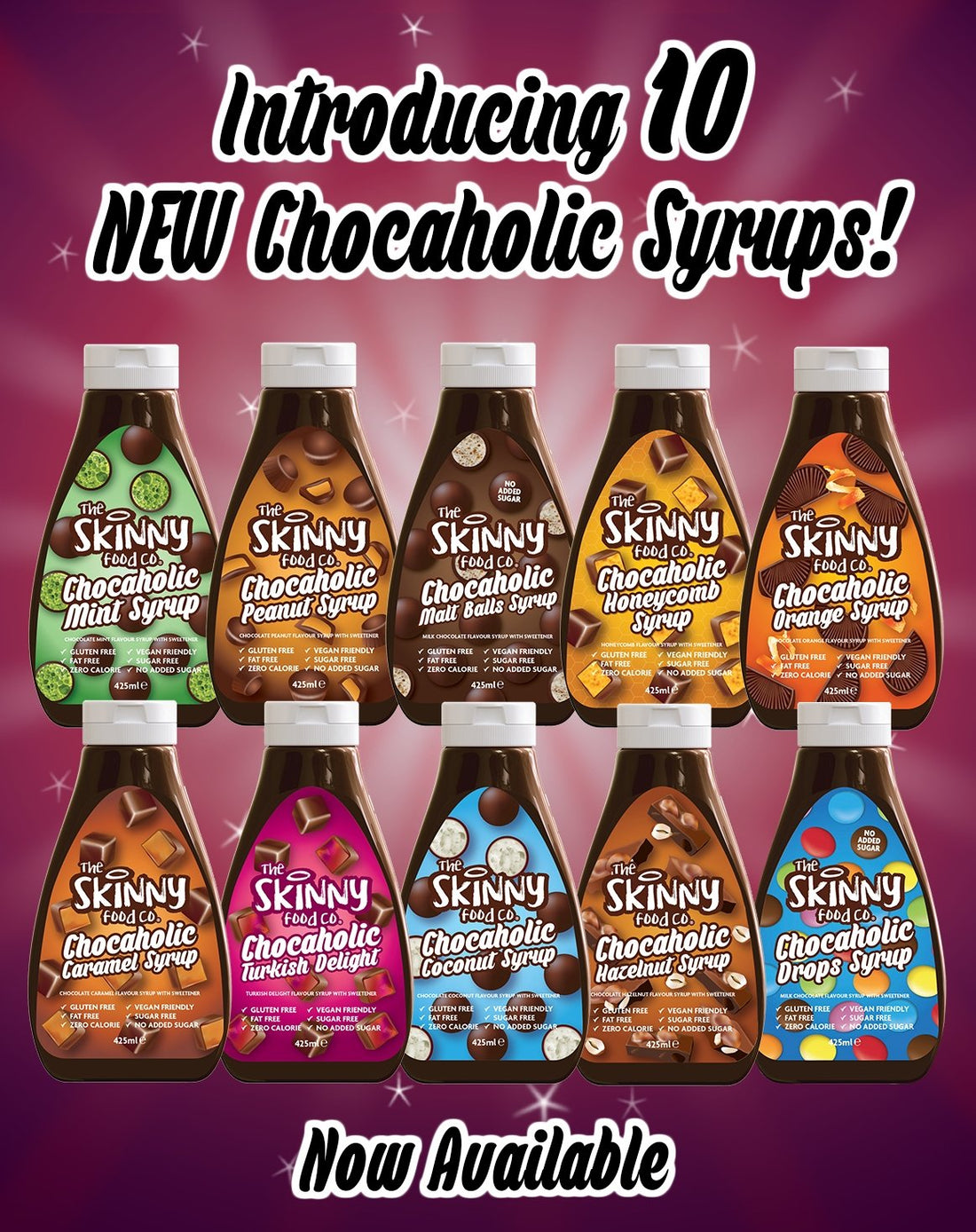 Lancement d'un nouveau produit : Sirops de chocolat zéro calorie Chocaholic - theskinnyfoodco