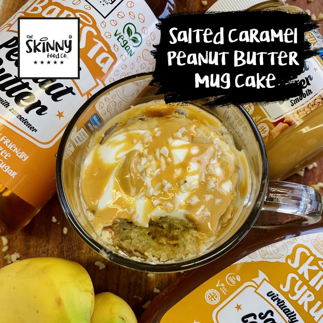 Salted Caramel Peanut Butter Mug Cake - theskinnyfoodco