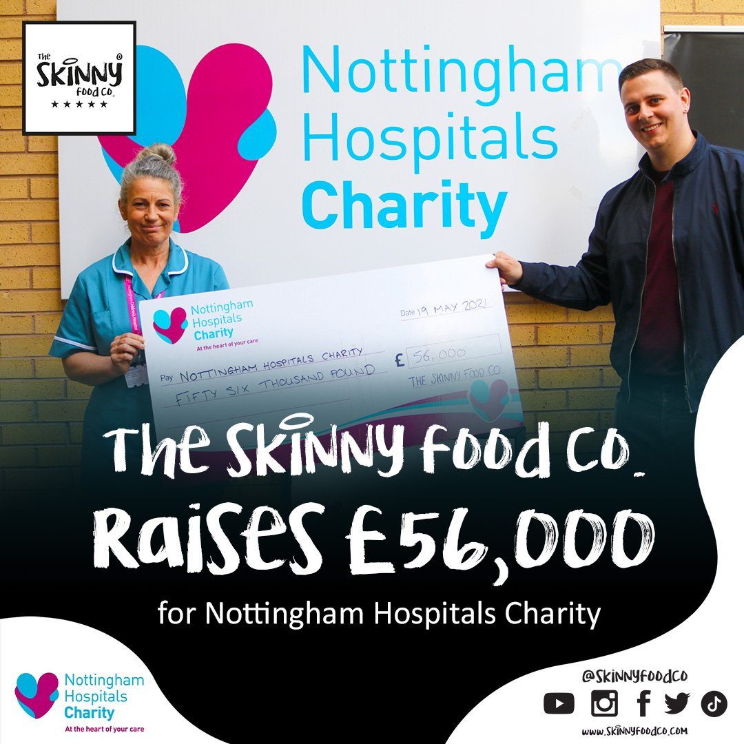 „Skinny Food Co“ surenka 56,00 svarų sterlingų už Notingemo ligoninių labdarą - „theskinnyfoodco“