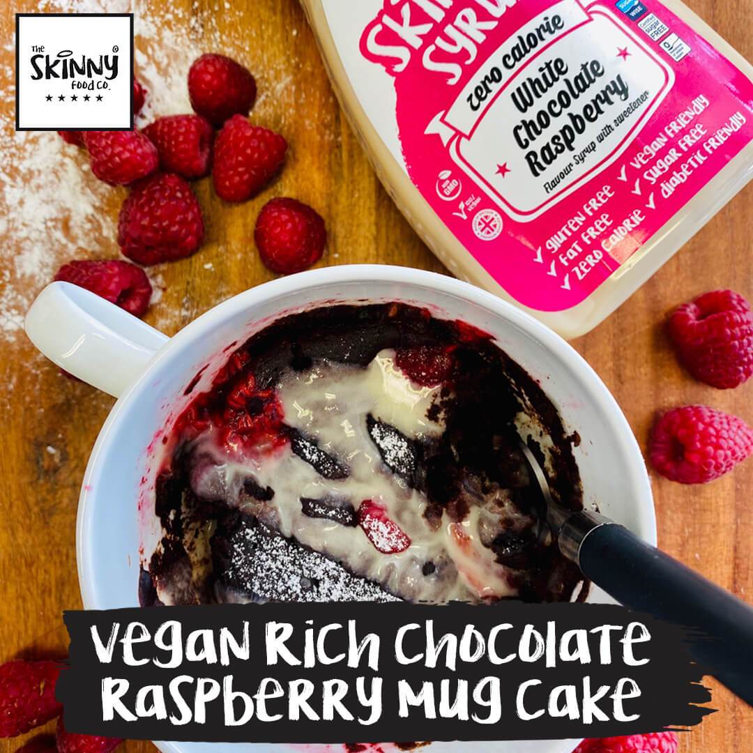 Vegan Rich Chocolate Raspberry Mug Cake - theskinnyfoodco
