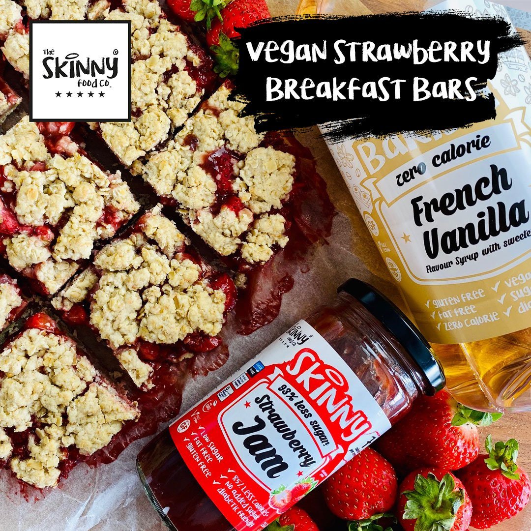 Vegan Strawberry Breakfast Bars - theskinnyfoodco