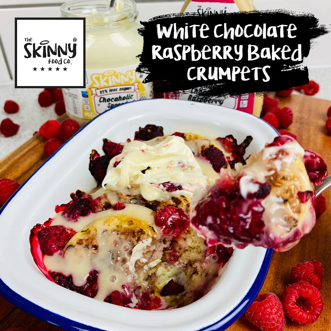 White Chocolate Raspberry Baked Crumpets - theskinnyfoodco