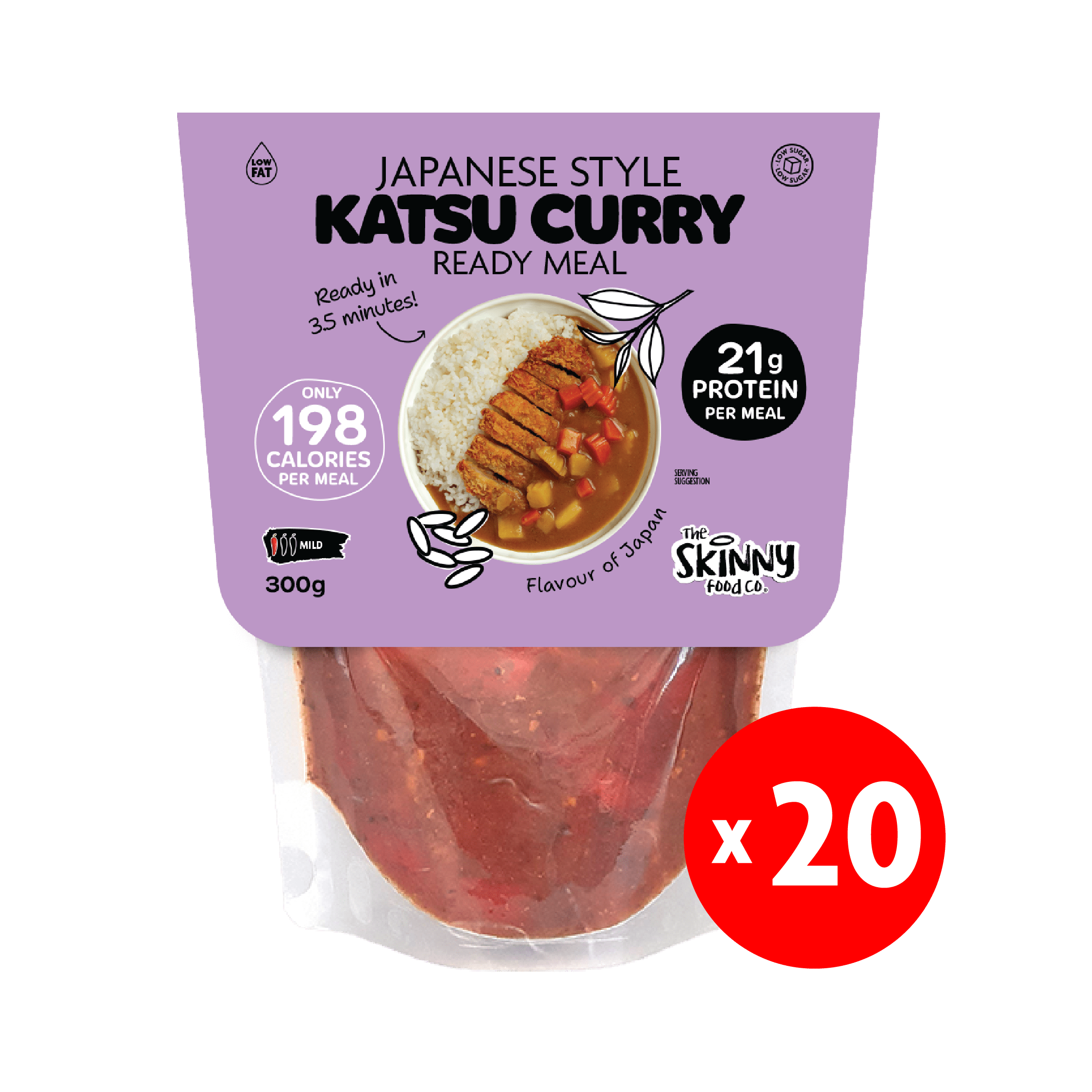 20 x Skinny Japanese Style Katsu Curry 198 Calories Ready Meal - 300g - theskinnyfoodco