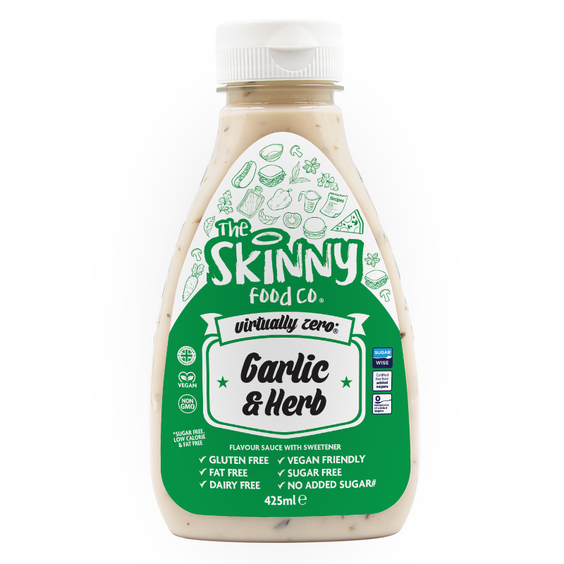 (Clearance Past Best Before Jan 2025) Garlic and Herb Flavour Sauce - Virtually Zero© Skinny Sauce - 425ml