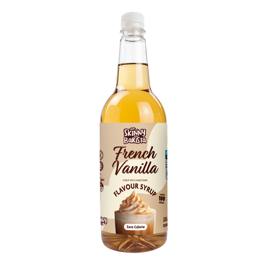 French Vanilla Flavour Syrup - Zero Calorie Sugar Free Skinny Coffee  - 1 Litre