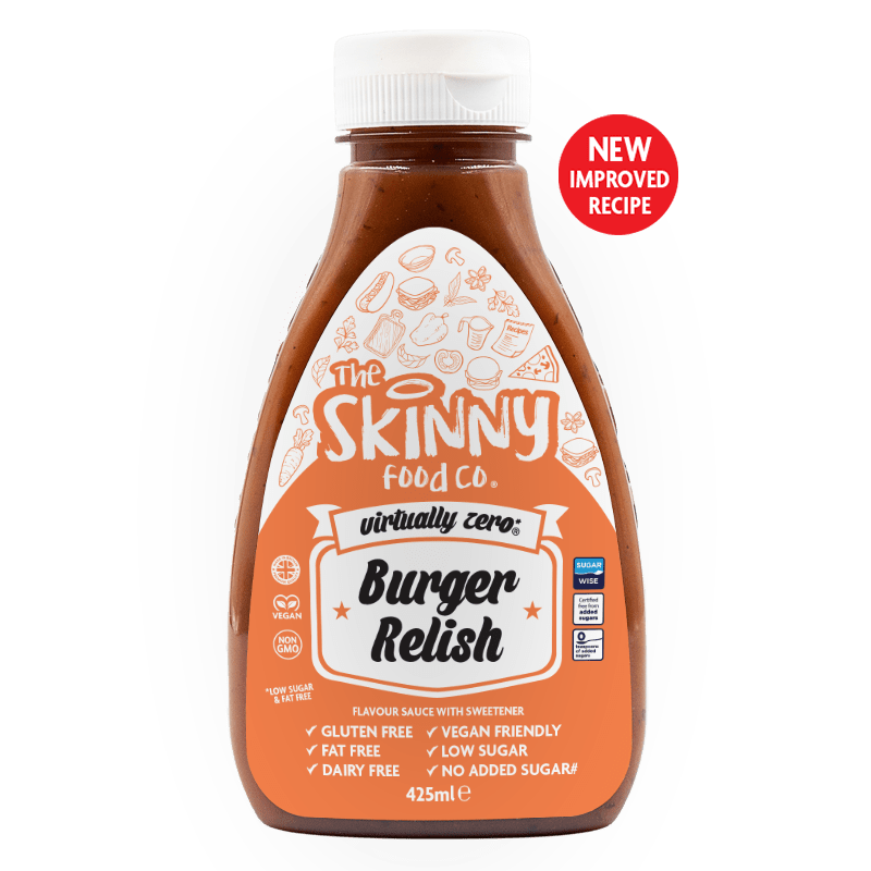 Burger Relish Flavour Virtually Zero Sugar Free Skinny Sauce 425ml - theskinnyfoodco