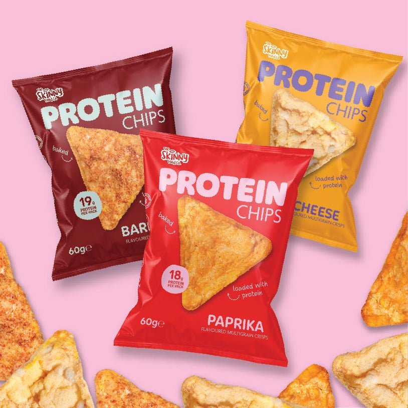 (Clearance, Past Best Before April 26) Skinny Protein Chips Grab Bag (3 Flavours) 60g (18 - 19g protein per pack) - theskinnyfoodco