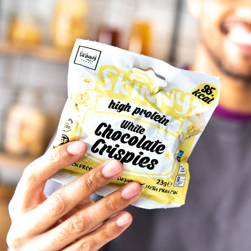 (Clearance, Past Best Before, June 25) White Chocolate Low Sugar Low Calorie Skinny Crispies - 23g - theskinnyfoodco