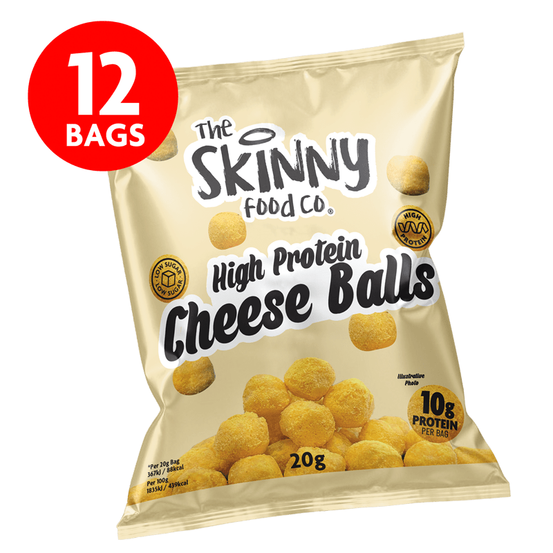(Ausverkauf, Mindestens haltbar bis, Sept. 2025) Skinny High Protein Cheese Balls 12 x 20 g - theskinnyfoodco