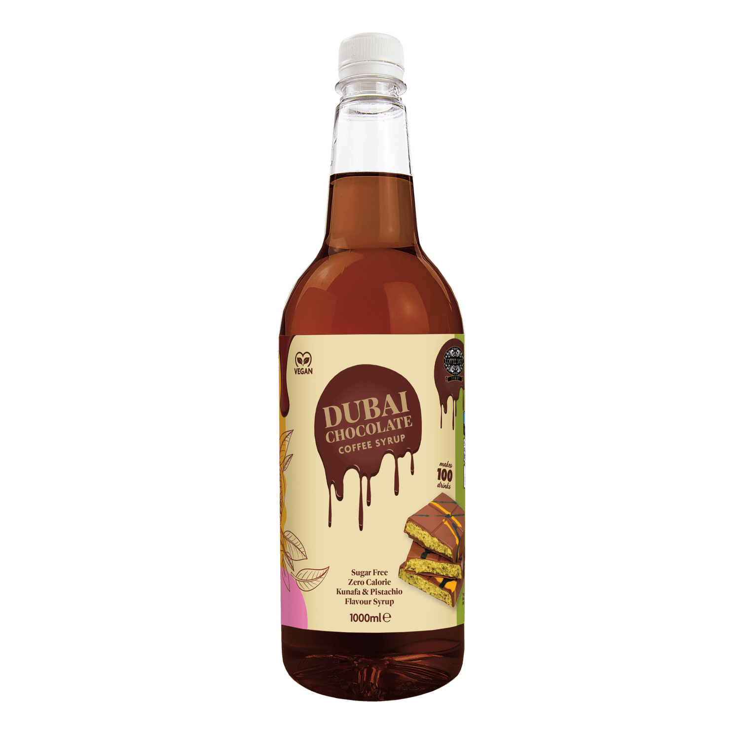 Coffee Shop Dubai Chocolate Flavour Syrup - Sugar Free Skinny Coffee Syrup - 1 Litre - theskinnyfoodco