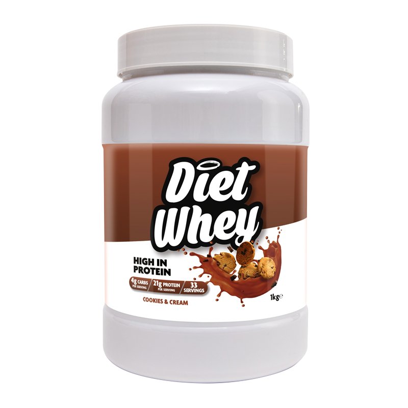 Diet Whey Protein + Free Shaker - Cookies & Cream 1kg - 21g protein per serving - theskinnyfoodco