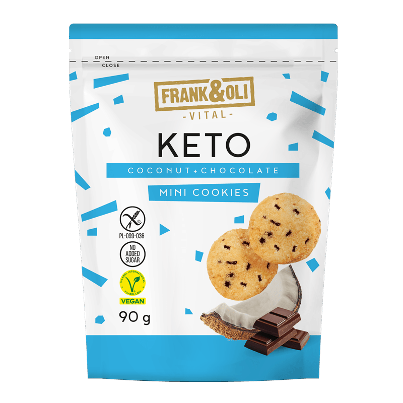 Frank & Oli Keto Mini sušenky kokos a čokoláda 90g - theskinnyfoodco