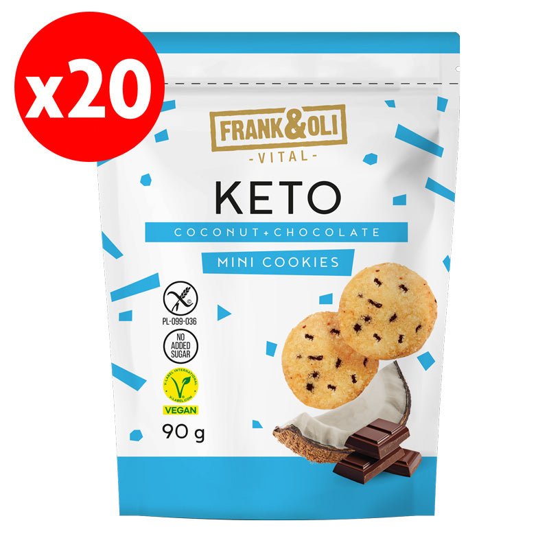 Frank & Oli Keto Mini Cookies Coconut & Chocolate 90g x 20 - theskinnyfoodco