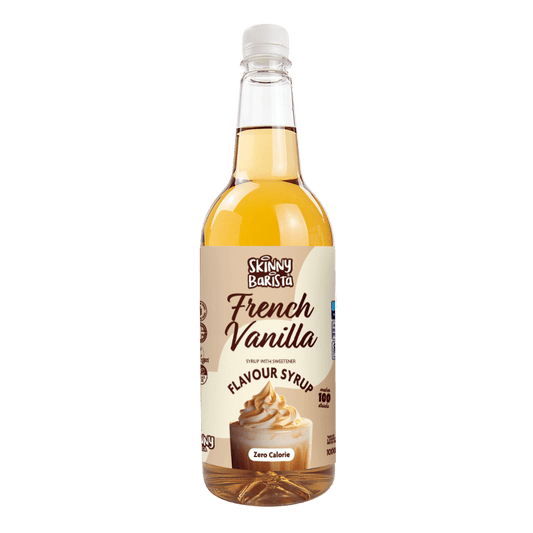 French Vanilla Flavour Syrup - Zero Calorie Sugar Free Skinny Coffee - 1 Litre - theskinnyfoodco