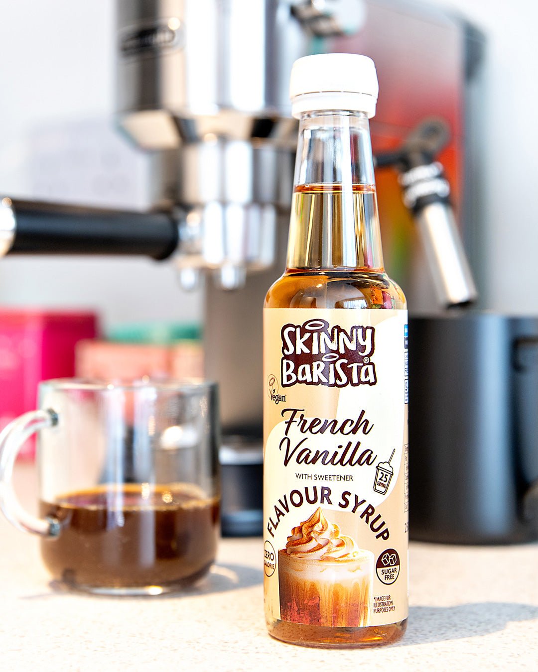 French Vanilla Flavour Syrup - Zero Calorie Sugar Free Skinny Coffee - 250ml - theskinnyfoodco