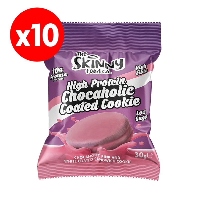 High Protein Chocaholic Coated Cookie Strawberry - theskinnyfoodco