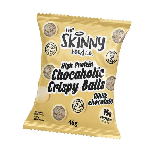 High Protein Chocaholic White Chocolate Crispy Balls 46g - theskinnyfoodco