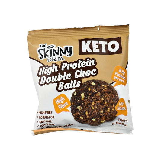 High Protein Skinny KETO Balls (8.8g Protein Per Serving) - Double Chocolate - theskinnyfoodco