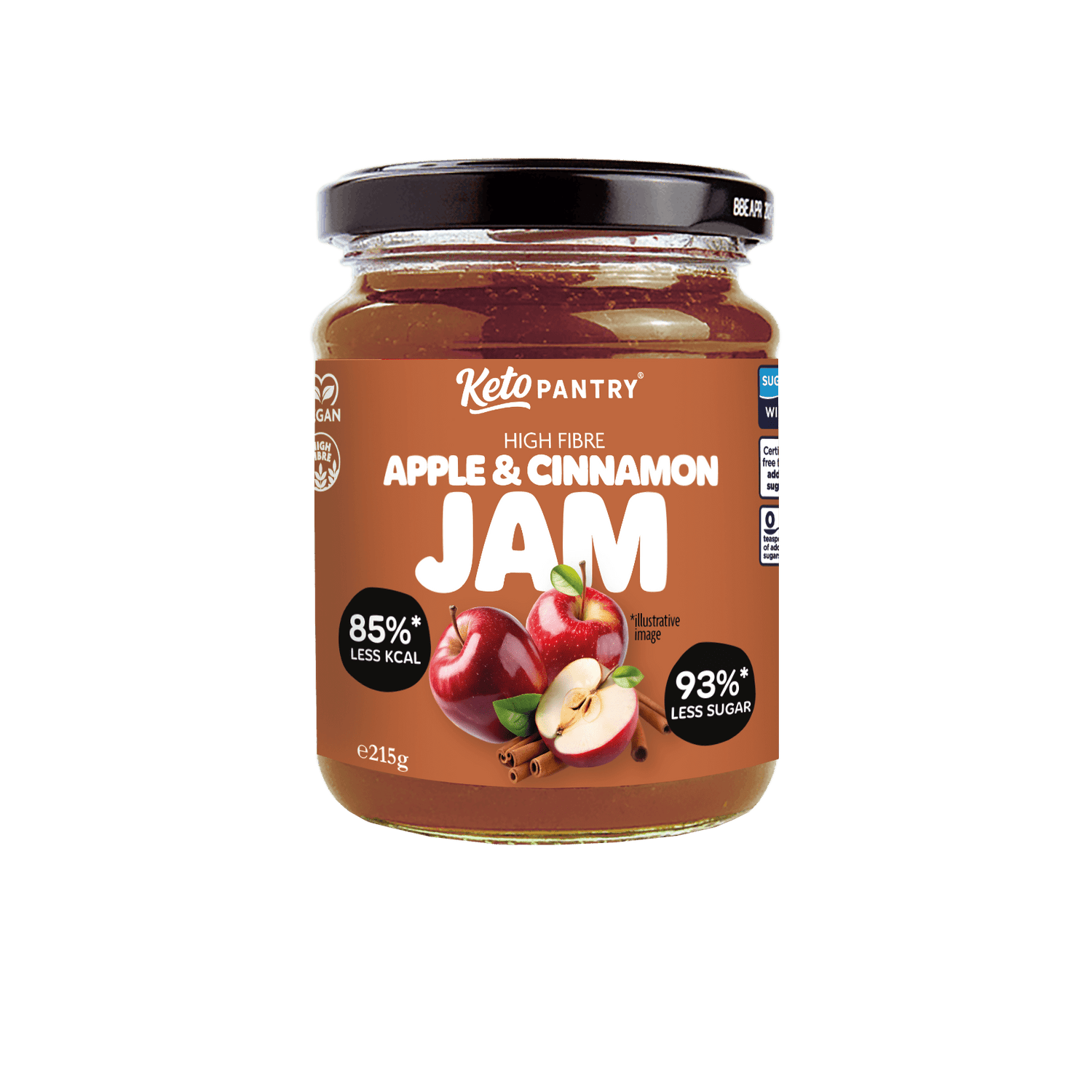 Keto Pantry Apple & Cinnamon Low Sugar Jam - 215g - theskinnyfoodco
