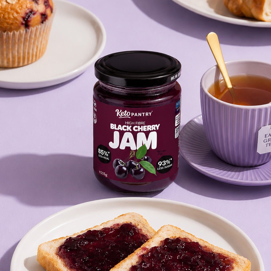 Keto Pantry Black Cherry Low Sugar Jam - 215g - theskinnyfoodco