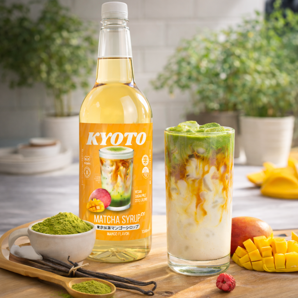 Σιρόπι Matcha με Μάνγκο Kyoto - Χαμηλών Θερμίδων Χωρίς Ζάχαρη - 1 Λίτρο - theskinnyfoodco