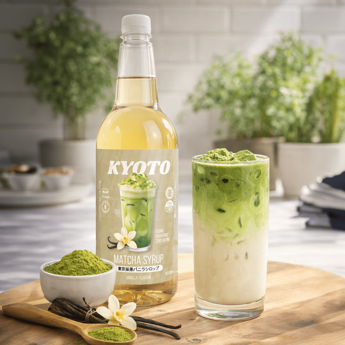 Σιρόπι Matcha Vanilla Kyoto - Χαμηλών Θερμίδων Χωρίς Ζάχαρη - 1 Λίτρο - theskinnyfoodco