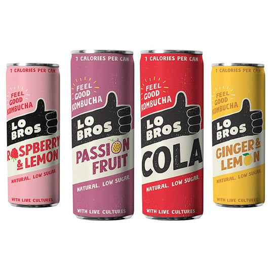 Lo Bros Kombucha 250ml - Four flavours to choose from - theskinnyfoodco