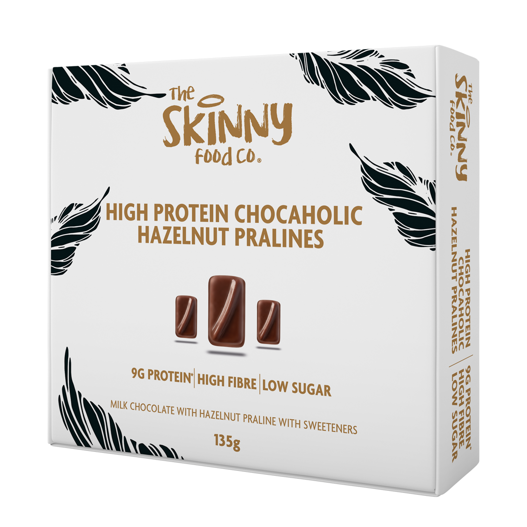 (Clearance, Past Best Before Sept 2025) Skinny High Protein Chocaholic Hazelnut Pralines 135g