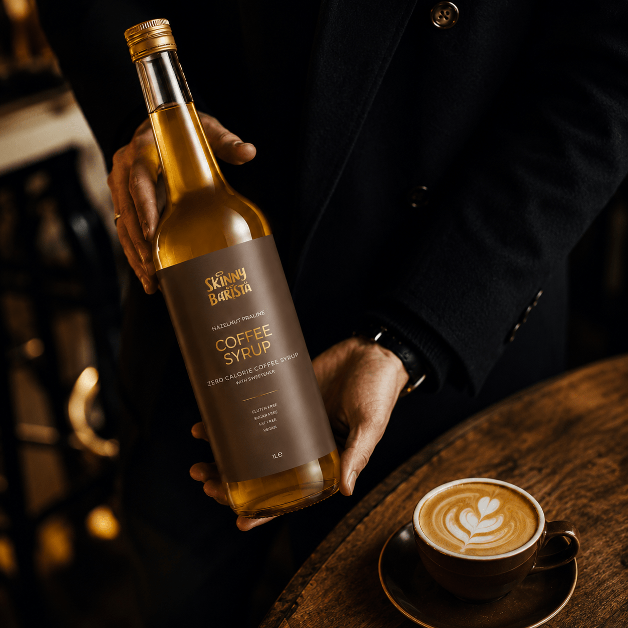Premium Skinny Barista Hazelnut Flavour Coffee Syrup - 1 Litre - theskinnyfoodco