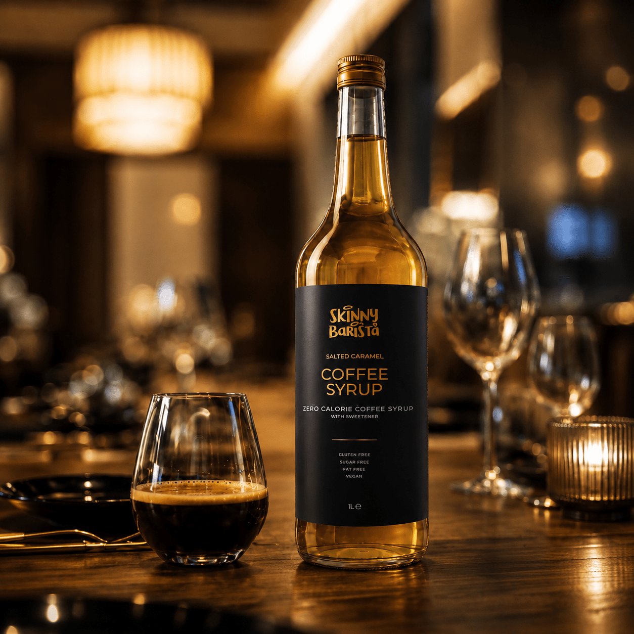 Premium Skinny Barista Salted Caramel Flavour Coffee Syrup - 1 Litre - theskinnyfoodco