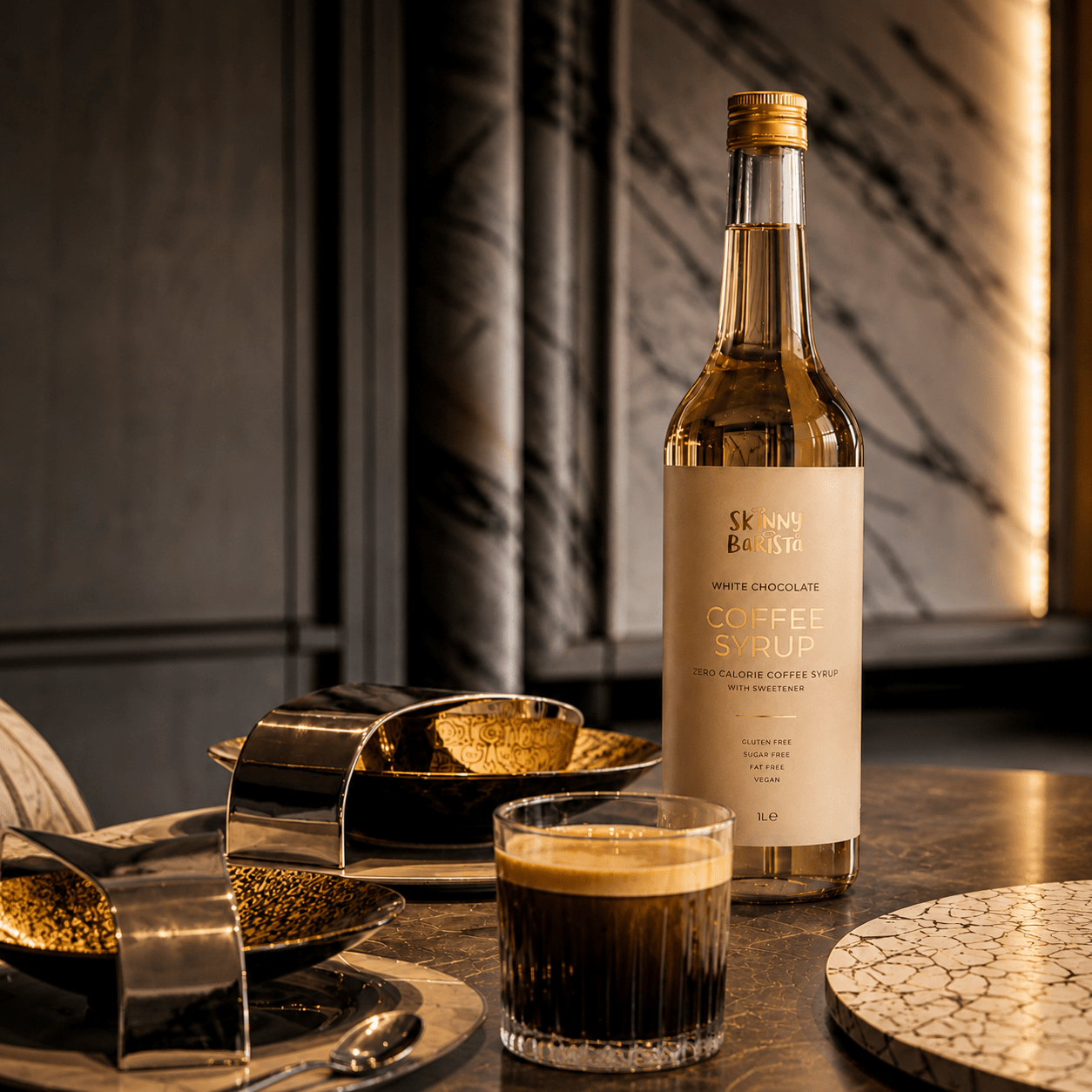 Premium Skinny Barista White Chocolate Flavour Coffee Syrup - 1 Litre - theskinnyfoodco