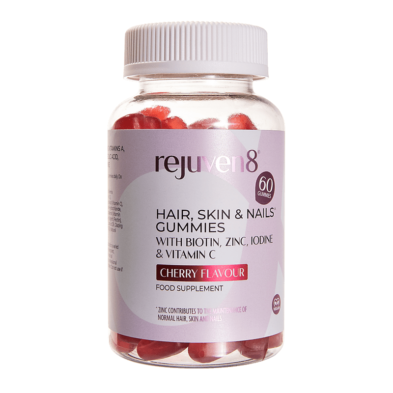 Rejuven8 Hair, Skin & Nails Cherry Flavour Gummies - 60 Gummies - theskinnyfoodco