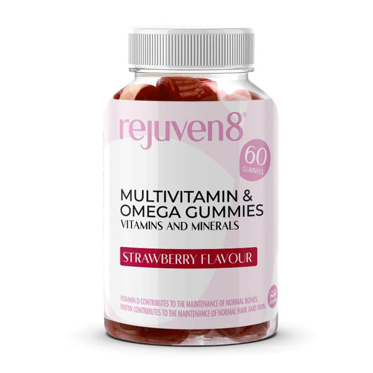 Rejuven8 Multivitamin & Omega Gummies - 60 Gummies - theskinnyfoodco