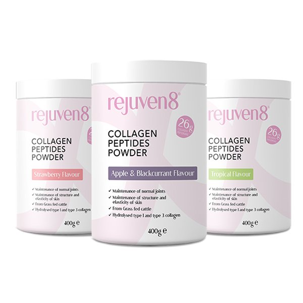 Rejuven8 Premium Collagen Peptides Flavoured 400g x ( 3 Flavours ) - theskinnyfoodco