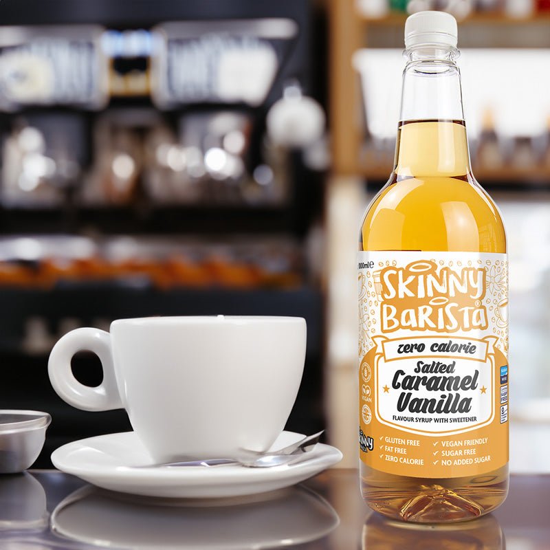 Salted Caramel Vanilla Barista Zero Calorie Sugar Free Skinny Coffee Syrup - 1 Litre - theskinnyfoodco