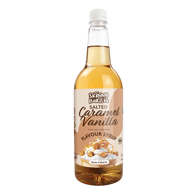 Salted Caramel Vanilla Barista Zero Calorie Sugar Free Skinny Coffee Syrup - 1 Litre - theskinnyfoodco
