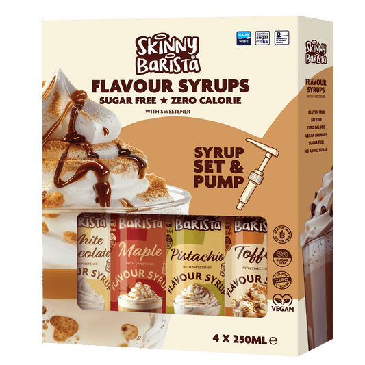 Skinny Barista 250ml Coffee Syrup Gift Set with Pump (4 New Flavours) - theskinnyfoodco