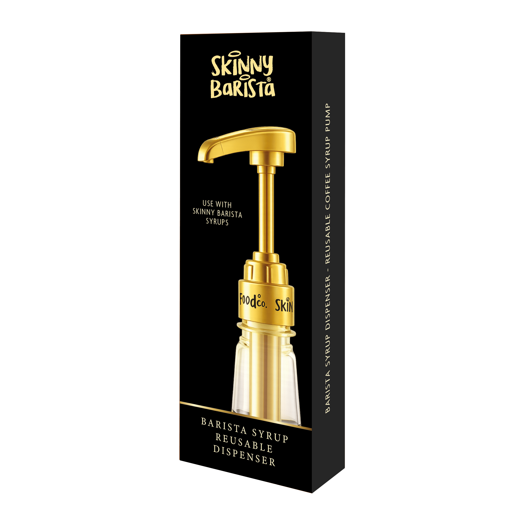 Skinny Barista Gold Syrup Dispenser - Reusable Coffee Syrup Pump - theskinnyfoodco